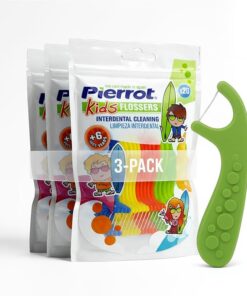 Pierrot Kids Flossers, 60 Count | Fun & Colorful Easy-Grip Dental Picks for Toddlers & Children | Gentle on Gums, Fights Cavities & Promotes Healthy Teeth | Unflavored & Fluoride-Free